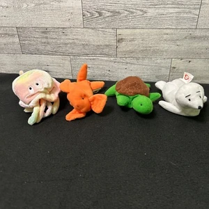TY Teenie Beanie Babies Mini Goldie Goldfish Speedy Turtle Goochy Jellyfish Seal - Picture 1 of 2