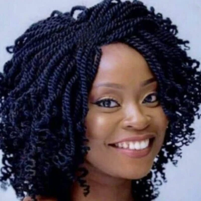 Peluca trenzada sintética rizada corta trenzada negra peluca cosplay segura contra el calor Foto 1 de 4