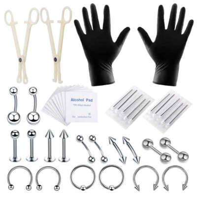 Körperpiercing-Set Komplettes Piercing-Werkzeugset Mit Zange Für Den Bauch DE - Bild 1 von 4