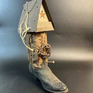 Vintage Cowboystiefel Vogelhaus rustikal Bauernhof Hof Deko handgefertigt Western Bauernhaus - Bild 1 von 11