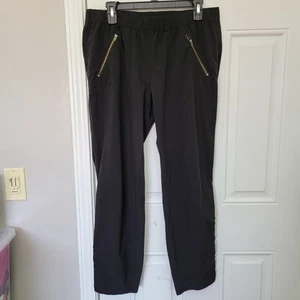 Athleta Women's Joggers Black Front Zip Pockets Lightweight Pull On Size 14 - Picture 1 of 13