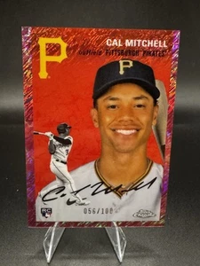 2023 Topps Platinum Cal Mitchell/100 Fucsia Lava Refractor Rookie Pirates - Imagen 1 de 3