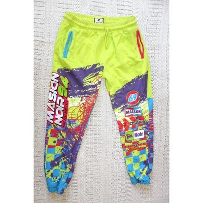 Maison Noir Motoclub Men's Pants XL Fleece Joggers all over print Neon Yellow - Image 1 of 4
