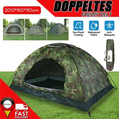 MARKENLOS Camping Zelt Doppelzelt 3-4 Personen Automatisches Zelt Familienzelt Neu