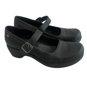 Ecco Black Mary Janes Low Heel Strap Round Toe Leather Comfort Size 38 7.5 - 8 - Picture 1 of 9