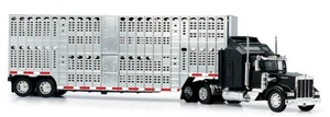 New-Ray 15243 1:43 Kenworth W900 With Chorme Pot Belly Livestock Trailer - Picture 1 of 3