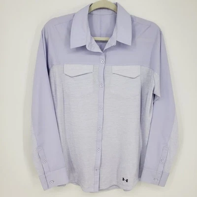 Under Armour Tide Chaser Button Down Fishing Shirt L Womens Long Sleeve Purple - Image 1 of 4