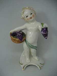 Vecchia statuina angelo porcellana Goebel bambini del mese ottobre - Foto 1 di 7
