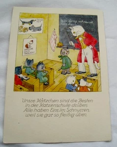 1930-45 BAHATTA-MORPURGO CARTOLINA “GATTO” GATTO INSEGNANTE IN CLASSE con GATTINO - Foto 1 di 2