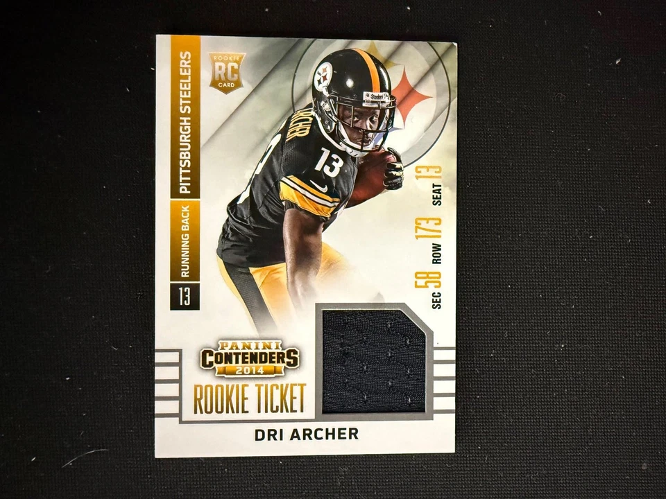 Dri Acher 2014 Contenders Rookie RC Jersey Patch Pittsburgh Steelers D44 - Image 1 of 1