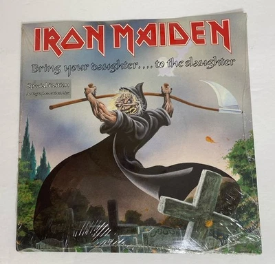 IRON MAIDEN~BRING YOUR DAUGHTER TO THE SLAUGHTER~SEALED ETCHED 1990 UK~SINGLE 7” - Image 1 of 4