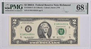 PMG Superb Gem Unc 68 EPQ $2 2003-A Richmond VA Federal Reserve Fr#1938-E *1988 - Picture 1 of 3