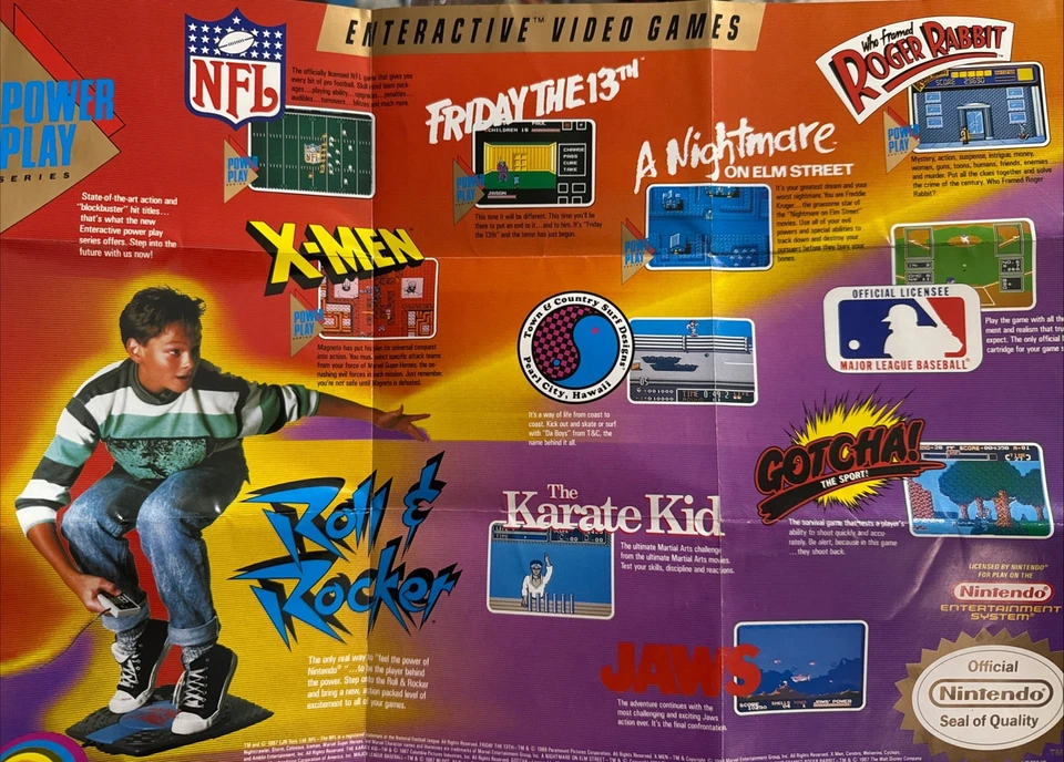 Vintage Nintendo Enteractive Video Games Poster 1987 Rare X-Men Friday The 13th - Image 1 of 1