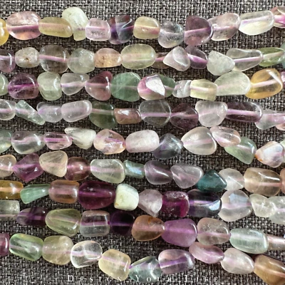 Natürliche Fluorit Nugget Perlen am Strang - Perlengröße 6mm bis 8mm - Bild 1 von 2