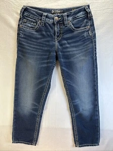 Silver Suki Mid Capri Joga Jeans Damen Größe 28x24 blau dunkle Waschung - Bild 1 von 23