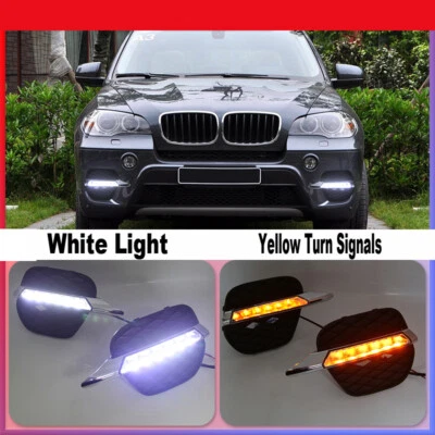 Pair LED DRL Daytime Running Lights Fog Lamps Bumper For BMW X5 E70 2011-2013 - Изображение 1 из 4