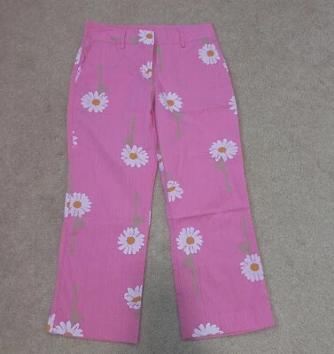Calça de tornozelo feminina LILLY PULITZER rosa floral algodão elastano resort verão 2 - Imagem 1 de 3