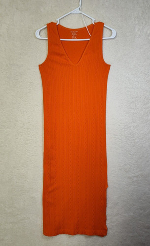 PALM ANGELS Abito donna Ellie & Kate taglia unica arancione poli B senza maniche spacco laterale a matita maxi