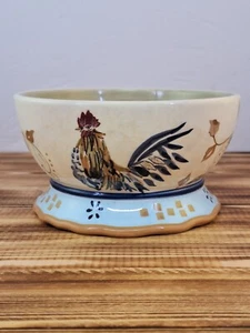 VTG WHOLE HOME SOUP BOWL Footed CANTERBURRY ROOSTER Hand painted Scalloped - Picture 1 of 7