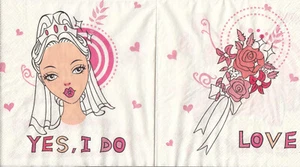 4 Lunch Papier Servietten Napkins (Z8-16) Hochzeit Auto Frau LOVE - Bild 1 von 2