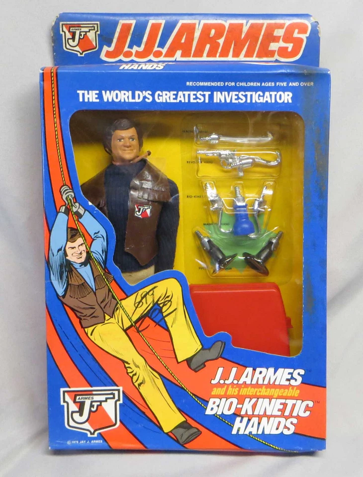 Figura de acción de juguete vintage original 1976 Ideal J. J. Armes manos biocinéticas nueva en caja Foto 1 de 4