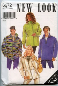 New Look 6672 Unisex Zippered Fleece Jackets Pattern Sizes S-XXL Uncut - Picture 1 of 3
