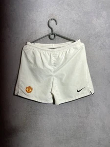 Manchester United Vintage Football Soccer Shorts White Nike Young Size M 10-12Y - Picture 1 of 9