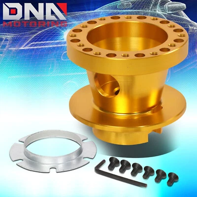 PARA GM CHEVY GMC DODGE JEEP CADILLAC ADAPTADOR DE CUBO DE VOLANTE ALUMÍNIO DOURADO - Imagem 1 de 4