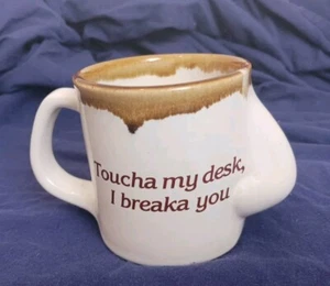 Vintage 80er BÜRO HUMOR SCHREIBTISCH abstehende NASE Ironstone Tropfbecher Tasse GAG WITZ SPASS - Bild 1 von 8