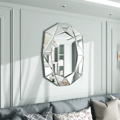 Danish Crystal Diamond Mirror Handmade Art Accent Wall Mirror w/Beveled Diamond - Image 1 of 4