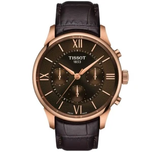 Tissot Chemin Des Tourelles 42mm Brown Leather Men's Watch T1394623629800 - Picture 1 of 6