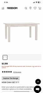 Freedom Cancun Range Whitewash Dining Table. Very Elegant. Compliments any Decor - Picture 1 of 6