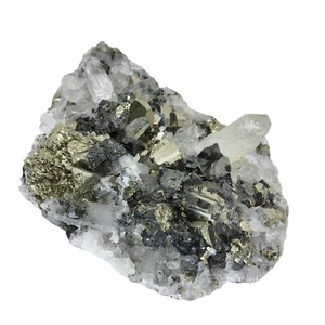 Quarzkristall, Pyrit, Cluster, Exemplar, #R-6547 - Bild 1 von 11