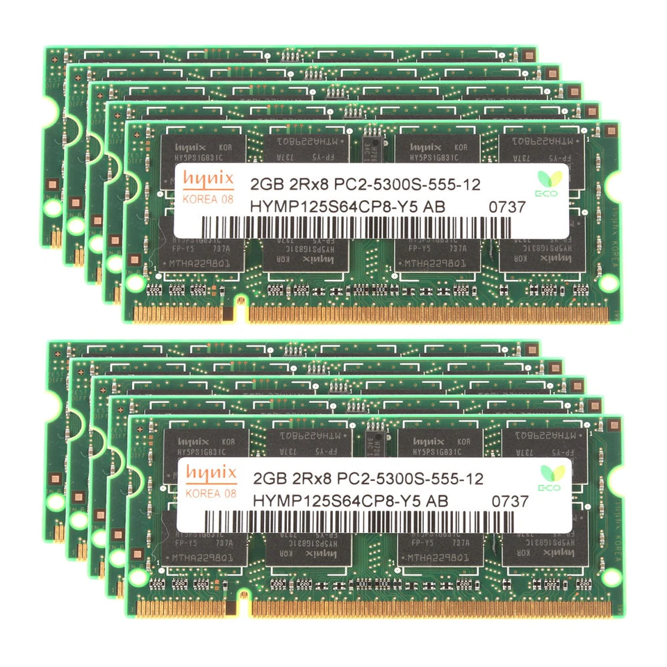 Hynix 10X 2GB 2 GB PC2-5300 DDR2 667Mhz 200Pin Memory RAM Laptop SO-DIMM 20GB  - Image 1 of 4