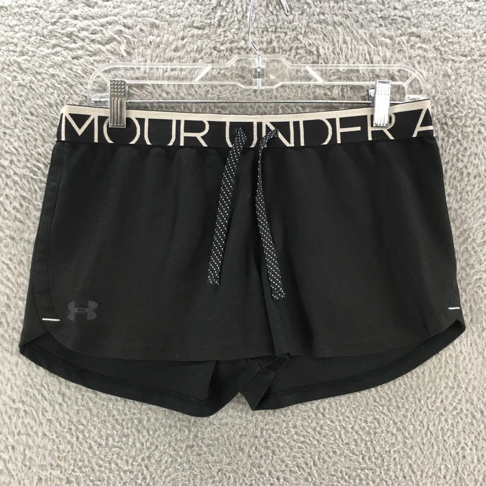 Under Armour Athletic Sports Sweat Shorts Womens 31x2 Black Drawstring Mid Rise - Image 1 of 4