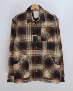 Mens PERCIVAL NWT Knitted Heavy Multicolor Plaid Check Flanell Overshirt Size L - Picture 1 of 17