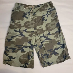 Boys Camo Shorts Sz 14 Elastic Waist Drawstring Green Camouflage Outdoor Hiking - Picture 1 of 4