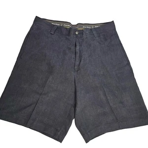 Tommy Bahama Relax Shorts Mens 32 Black Silk Linen Blend Chino Flat Front Casual - Picture 1 of 15