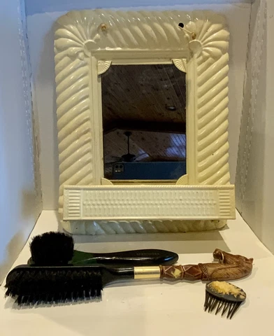 Vintage Shaving Dressing Mirror Hanging Vanity Metal Frame Cover