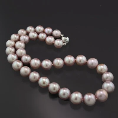 Perla Agua Dulce Mingperlen Rosa 11 Hasta 12,5 MM 585er Oro Blanco, Nuevo - Imagen 1 de 3