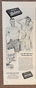 Anuncio estampado de pantalones cortos Reliance No-Tare 1945 - Ropa interior duradera para hombre ropa vintage - Imagen 1 de 1
