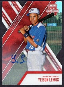2017 Panini Elite Extra Edition Status Red Die-Cut /35 Yeison Lemos #175 Auto