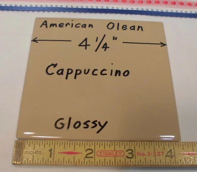 1 件 光面陶瓷瓷砖 * 卡布奇诺 * 美国奥林 4-1/4 英寸浅棕色,全新 — 第 1/4 张图片