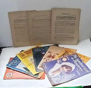 Sammlung von 10 alten Liedern Notenblättern für Klavier Anfang 20. Jahrhundert (1909-1919) - Bild 1 von 4