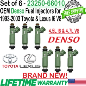 NEW Genuine DENSO 6Pcs Fuel injectors for 1993-2003 Toyota Land Cruiser 4.7L V8 - Picture 1 of 9