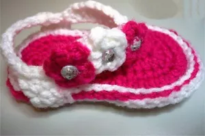 Handmade Crochet Baby Sandals Baby Shoes - Size M (3-6 months) - Picture 1 of 1