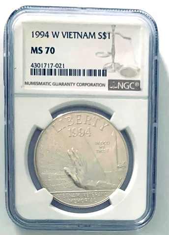 1994 W Vietnam $1 Silver Dollar NGC MS 70 Cover