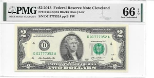 2013 Cleveland $2 FRN (DA Block) PMG 66 EPQ Gem Uncirculated - Picture 1 of 22