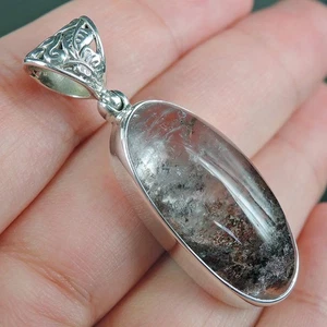 925 Sterling Silver Teardrop Shaped Moss Agate Pendant Jewellery, MAP-01 - Picture 1 of 7