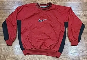 Vintage Pullover Nike foderato anni 90 giacca a vento rosso e nero uomo XL ricamato swoosh - Foto 1 di 11